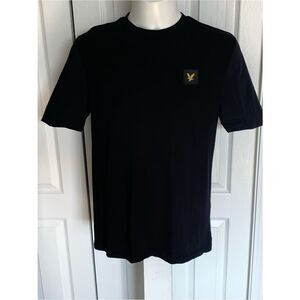 Lyle & Scott Black Short Sleeve Crew T-Shirt with Yellow Logo Patch